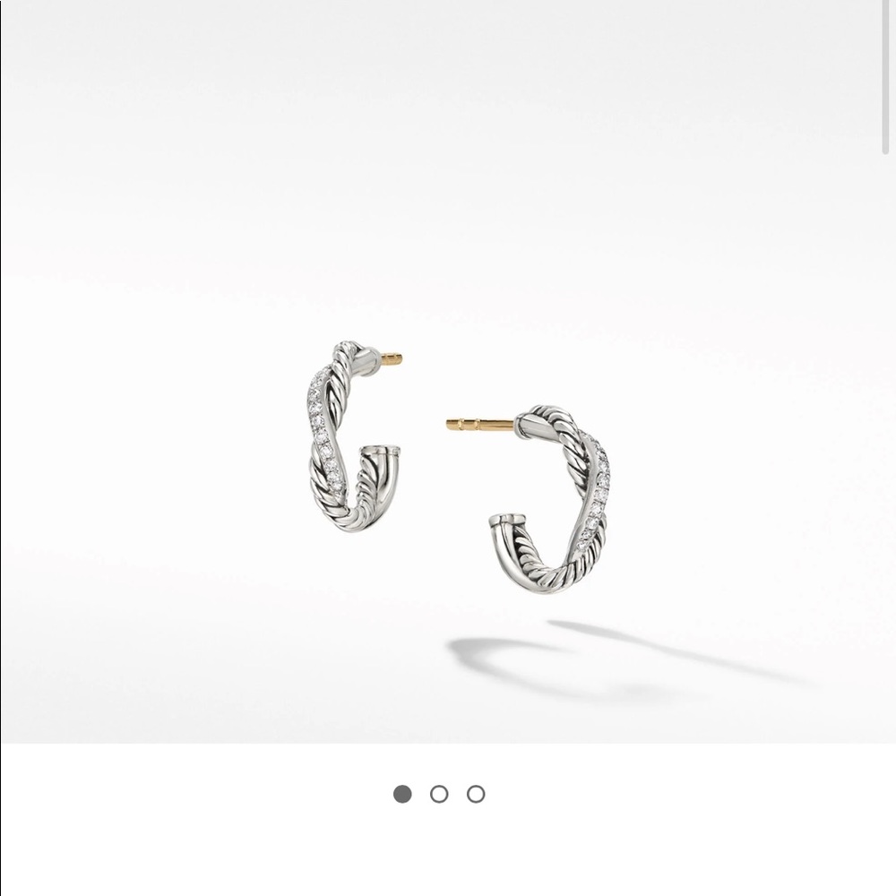 Never used David Yurman small hoop earrings with diamonds